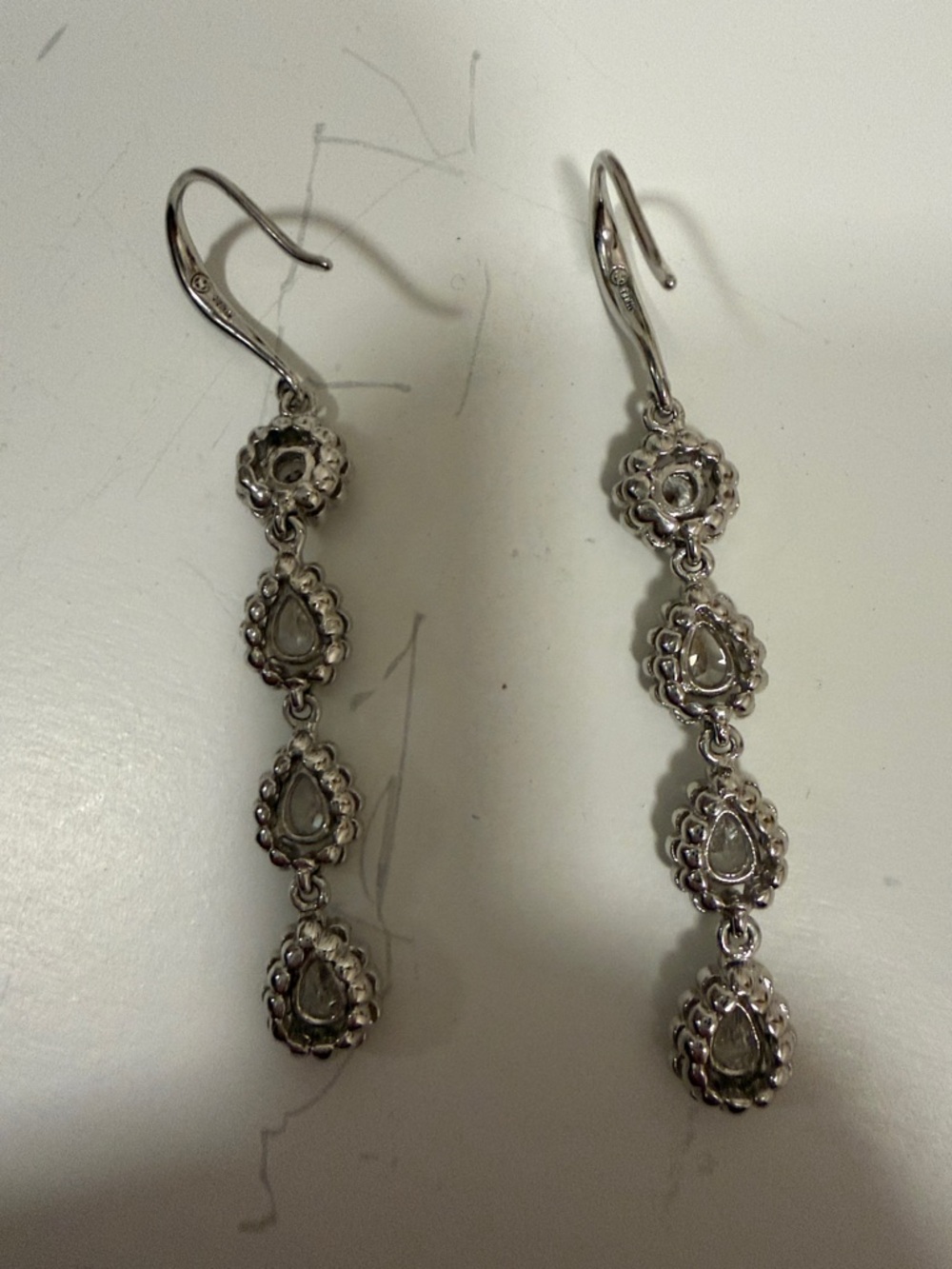 Elegant Silver Crystal Drop Earrings - Long Dangle Earrings - Picture 5 of 7